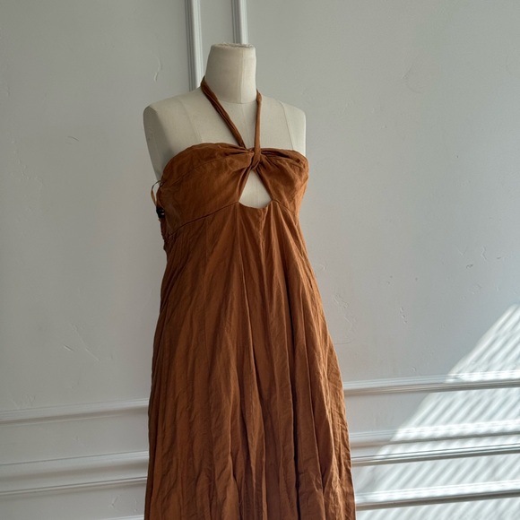 DISSH Verdes Tangerine Linen Maxi Dress US 4 - Picture 3 of 5